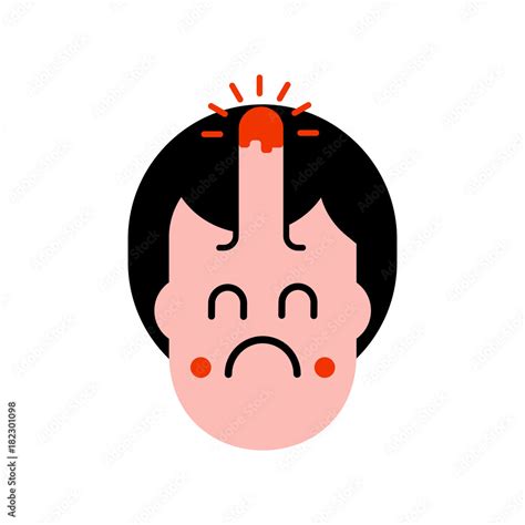 Bump on head isolated. Pain and grief face. Vector illustration Stock ...