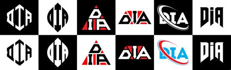 DIA letter logo design in six style. DIA polygon, circle, triangle ...