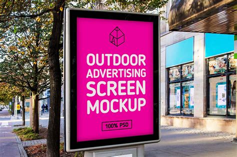 Free Outdoor Advertising Screen Mockup (PSD)