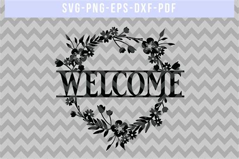 Welcome Wreath SVG Cut File, Laurel Papercut, DXF, PDF, PNG (185990) | Paper Cutting | Design ...