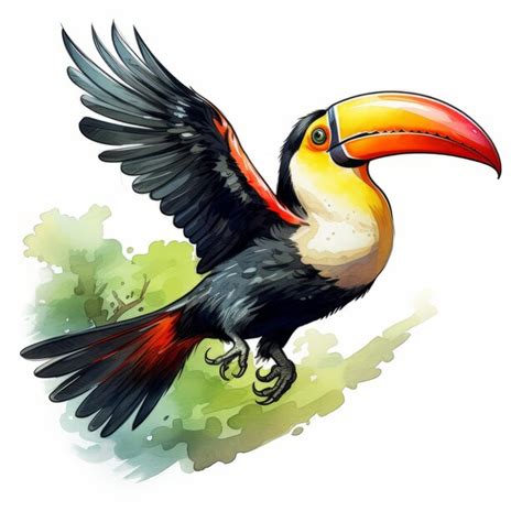 Premium AI Image | Comic Book Style Toucan In Flight