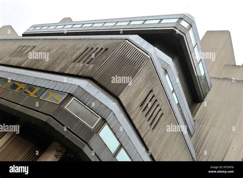 a classic example of 1970's architecture in the centre of London. Concrete building in a ...