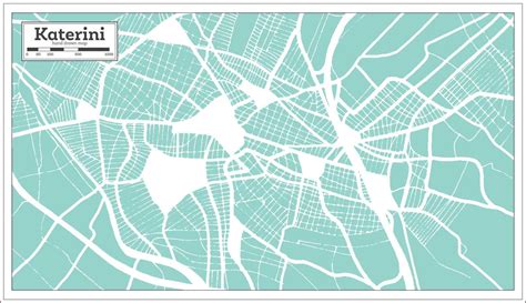 Katerini Greece City Map in Retro Style. Outline Map. 17649491 Vector ...