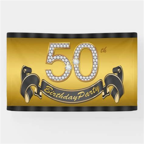 Gold 50th Birthday Party Banner | Zazzle.com