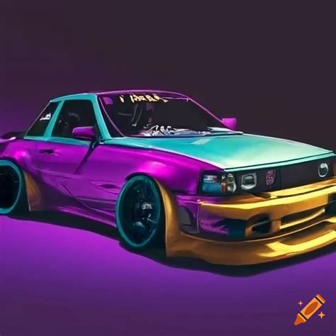 Drift cars, phonk style car, wallpapers 2160p80s, color purple and gold ...