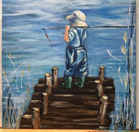 4/29/19 fishing Boy | Painting, Daily painting, Artwork