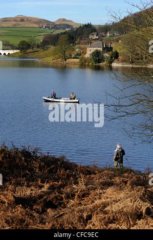 fly fishing on the ladybower reservoir upper derwent valley derbyshire ...