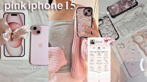 pink iphone 15!🎀 aesthetic unboxing, accessories + whats on my phone ...