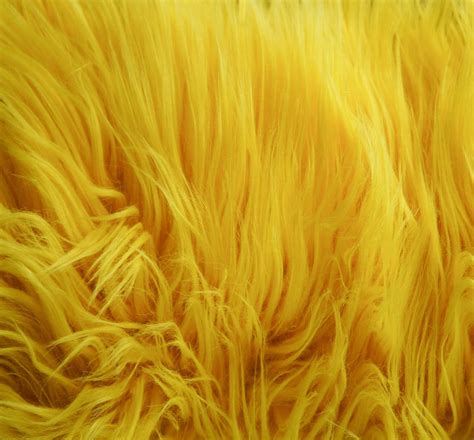 Shaggy Faux Fake Fur / Yellow Fabric by the yard