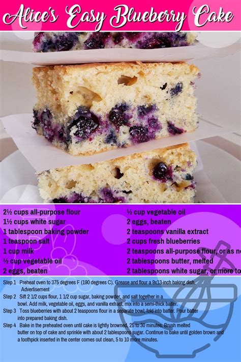 Alice's Easy Blueberry Cake Recipe