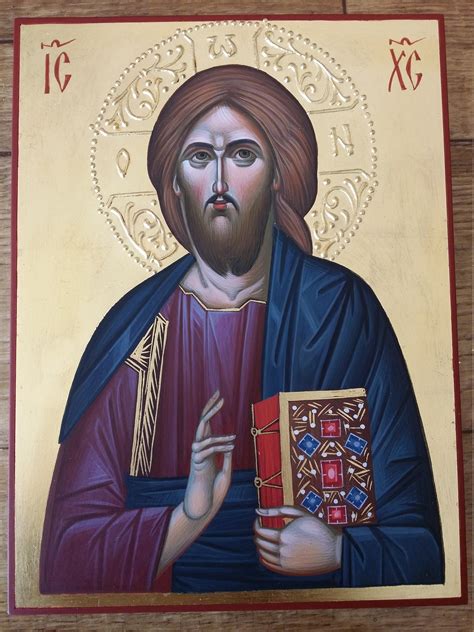 Jesus Christ icon, Christ Pantocrator hand painted icon, Byzantine icon, orthodox icon, iconography