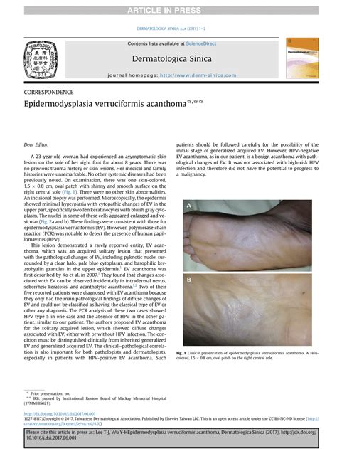 (PDF) Epidermodysplasia verruciformis acanthoma