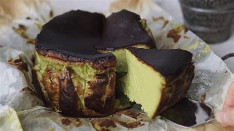 Smooth & Creamy Matcha Basque Burnt Cheesecake - The Bakeanista