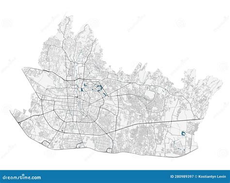 Bandung Map. Detailed Map of Bandung City Administrative Area. Cityscape Panorama Illustration ...