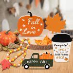 Comparing 5 Fall Decor Products: Pumpkin Truck, Wood Bead Garland, Tiered Tray Decor, Table ...