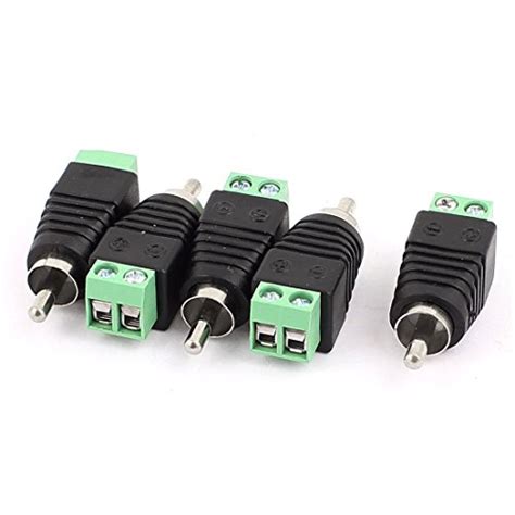 uxcell 5 Pcs Speaker RCA Wire to AV Phono Male RCA Connector Jack Adapter