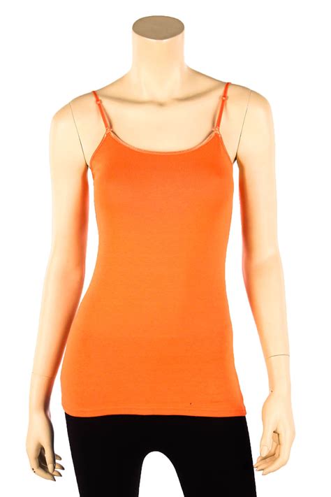 Spaghetti Strap Cotton Camisole Long Tank Top Basic Plain Tunic Layer ...