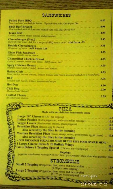 Menu of Gio's BBQ in Clearfield, PA 16830