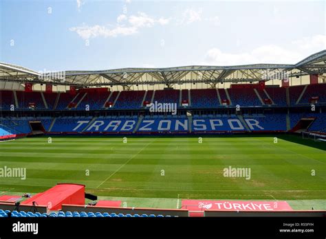 Trabzon, Turkey - September 6, 2018. View of pitch and stands of Senol ...