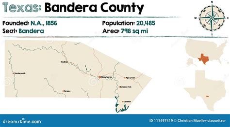 Map of Bandera County in Texas Stock Vector - Illustration of american ...