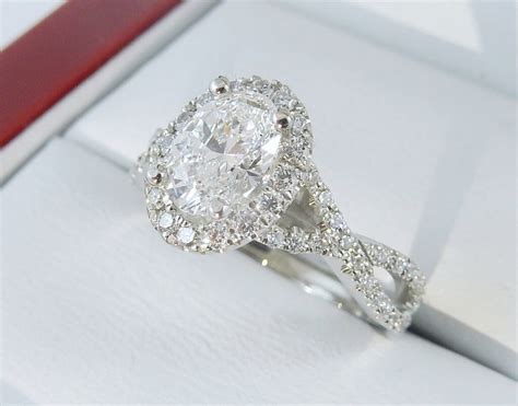 Oval Diamond Halo Ring with Cross-Shank Style#4312 - DiamondNet