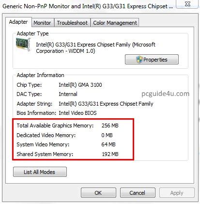 Check Graphic Card Memory Size in All Windows Versions