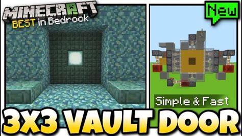 Minecraft - 3x3 VAULT DOOR [ Redstone Tutorial ] MCPE / Bedrock / Xbox ... | Minecraft redstone ...