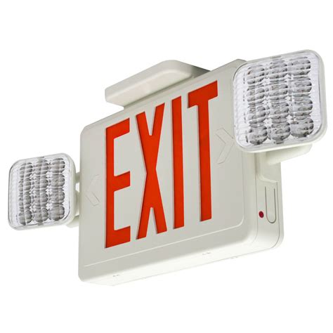 Galleon - LFI Lights - Hardwired Red LED Combo Exit Sign Emergency Light - COMBOR2