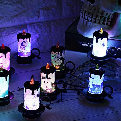 Spooky LED Halloween Candle With Flickering Tea Lights Set Of 3 For ...