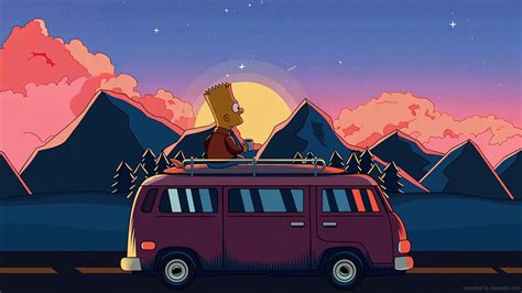 Bart Travel Van The Simpsons Live Wallpaper - MoeWalls