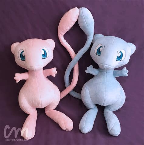 Custom life size Mew and shiny Mew plush with posable tails! : r/pokemon