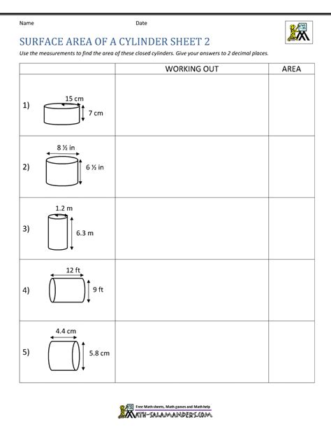 Surface Area Of Cylinder Worksheet - prntbl.concejomunicipaldechinu.gov.co