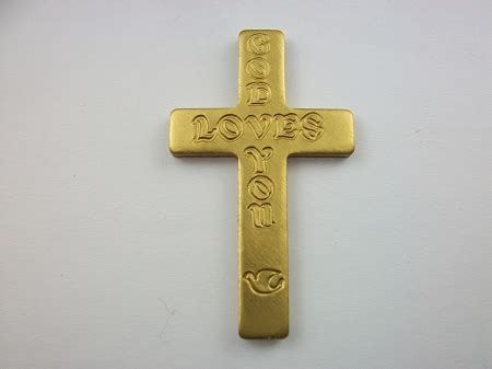 Gold Anodized God Loves You Cross & Card Set-64B-ANG