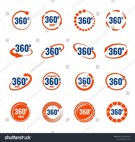 360 Degrees Virtual Camera Rotate Icons Stock Vector (Royalty Free ...