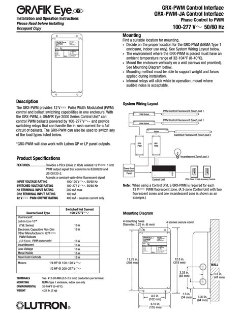 GRAFIK EYE GRX-PWM INSTALLATION AND OPERATION INSTRUCTION Pdf Download ...