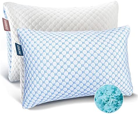 Nestl Cooling Pillow - King Size Set of 2 Cooling Shredded Memory Foam Pillows, Gel Infused Cool ...