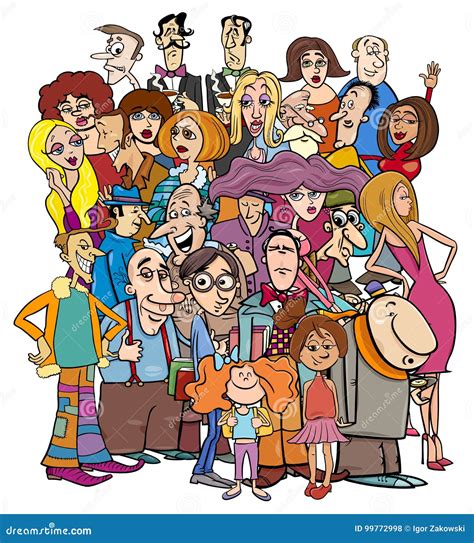 Cartoon People Characters in the Crowd Stock Vector - Illustration of comics, group: 99772998