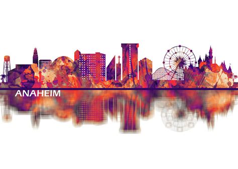 Anaheim California Skyline Mixed Media by NextWay Art - Fine Art America