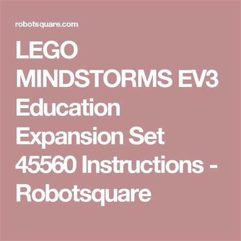 LEGO MINDSTORMS EV3 Education Expansion Set 45560 Instructions - Robotsquare | Lego mindstorms ...