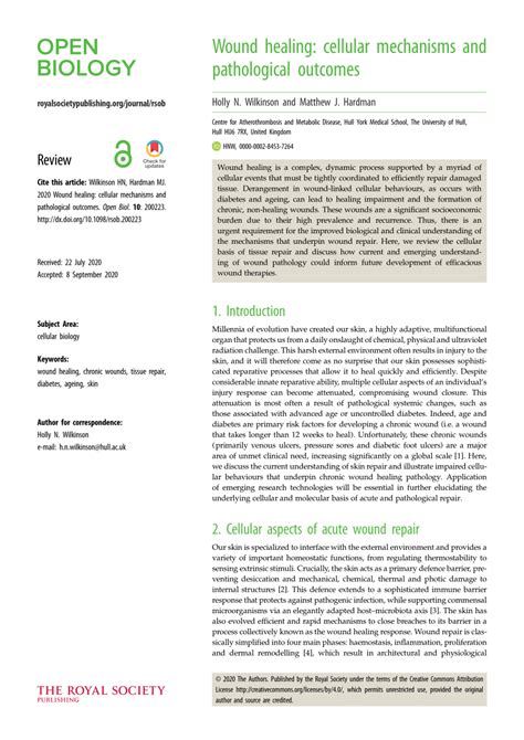 (PDF) Wound healing: cellular mechanisms and pathological outcomes