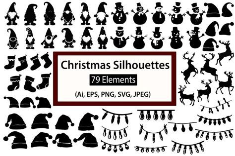 Christmas SVG Bundle / Christmas Silhouettes Set Vector