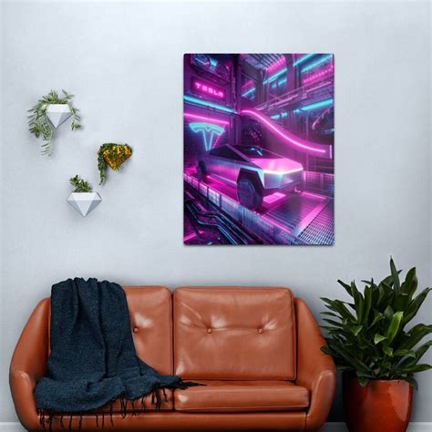 Tesla Cybertruck in Neon Pink and Blue Metal Print by WigOutlet in 2022 | Neon pink, Metal ...