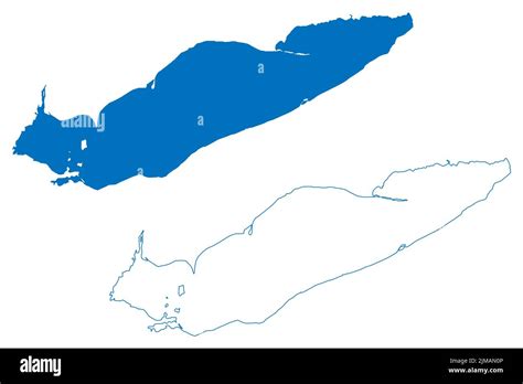 Lake Erie (Canada, United States, North America, us, Great Lakes) map vector illustration ...