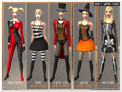 Costumes and masks for both genders and all ages. | Sims, Sims 4, Sims 2