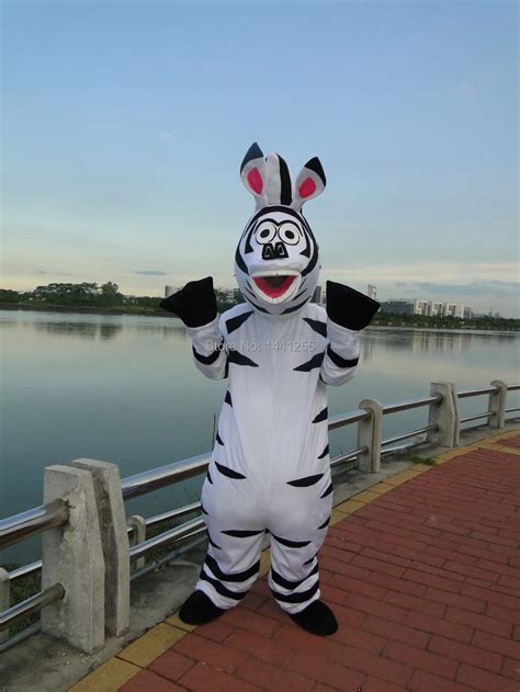 High quality adult size in Madagascar Zebra Mascot Costume Madagascar Marty Zebra Cosplay ...