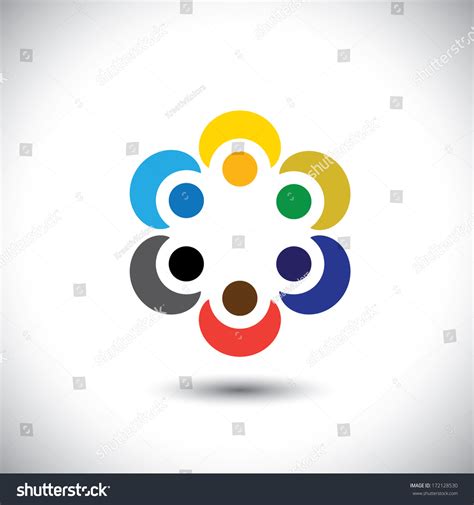 Colorful People Hugging Circle Teamwork Concept Stock Illustration ...