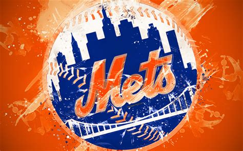 Download wallpapers New York Mets, 4k, grunge art, logo, american ...