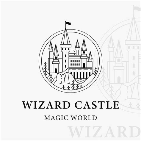 Premium Vector | Hogwarts castle line art logo vector illustration ...