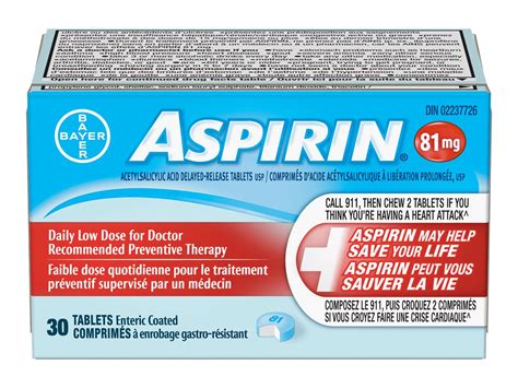 Aspirin - 81mg - 30 tablets