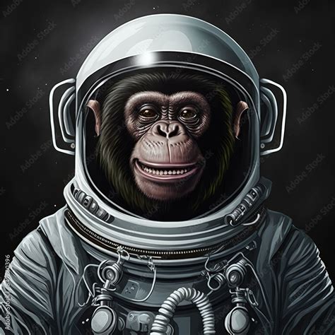 monkey in space, animal in space suit, space ape, funny ape, animal, space Stock Illustration ...